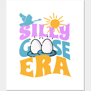 Silly Goose Shirt Funny Cute In My Era Meme Groovy Retro Wavy Posters and Art